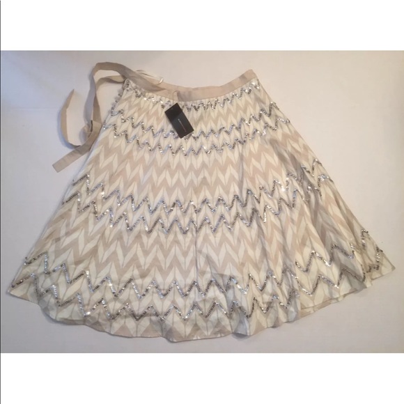 BCBG MAXAZRIA SILVER SEQUIN A-LINE STONE BOHO XS - Picture 2 of 8